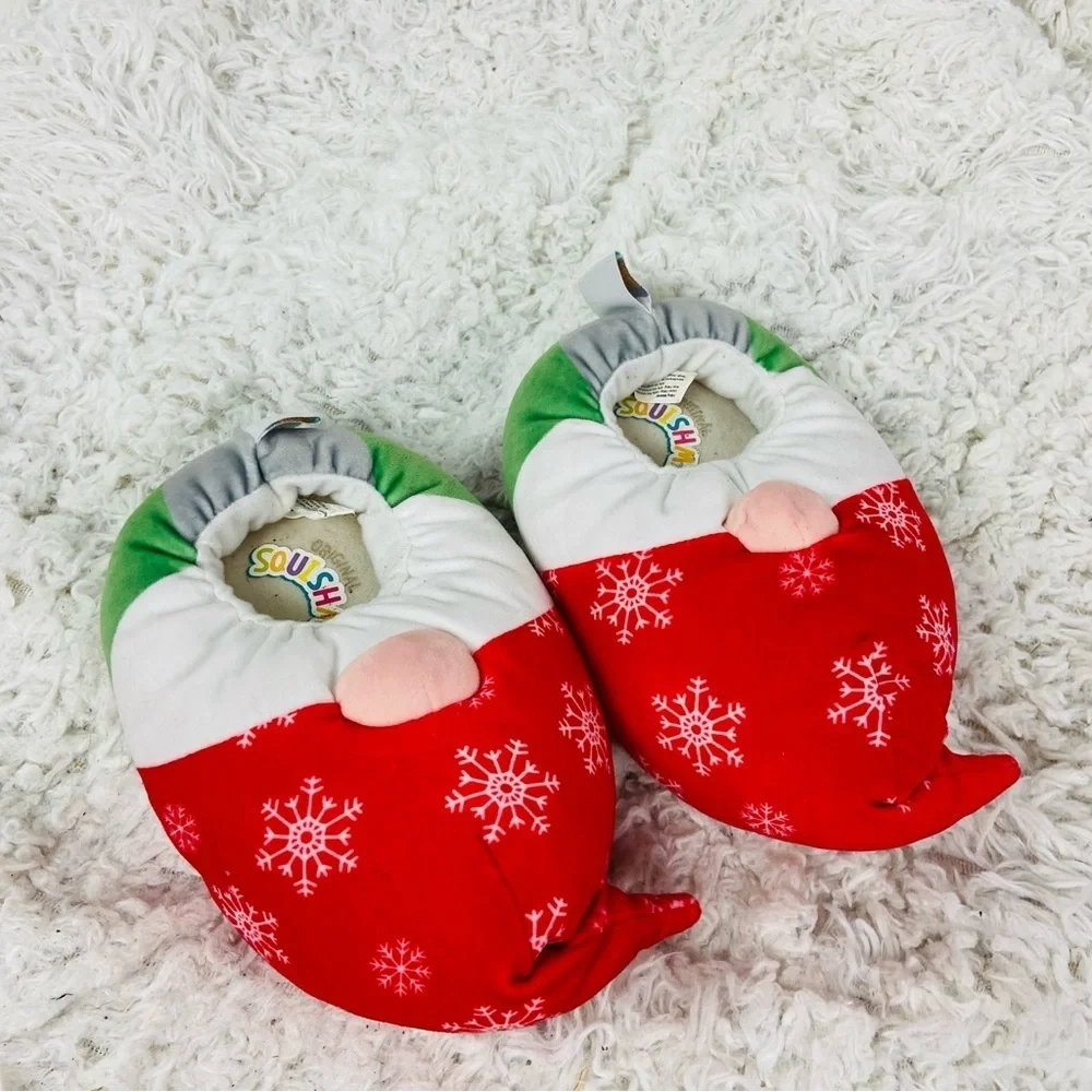 Squishmallows Red and Green Gnome festive Christmas Slippers size 11 / 12